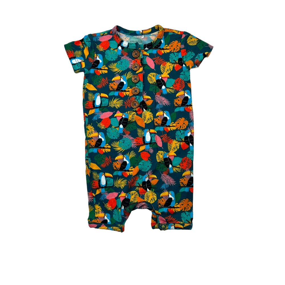 Posh Peanut Rio Henley Short Sleeved Romper, 0/3m